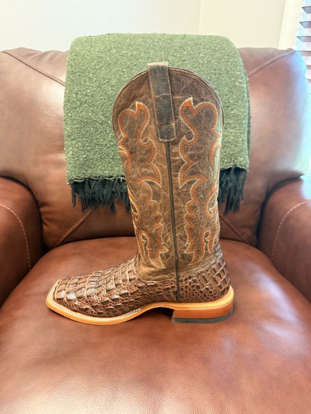 Horse Power Nile Crocodile Print Cowboy Boots Men's 9D - Made in Leon Mexico - Picture 8 of 16